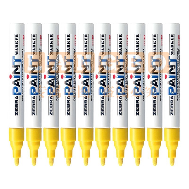 斑马牌(ZEBRA)油漆笔 油性记号笔 大号物流笔签名笔/马克笔 PAINT-MOP 黄色 10支装