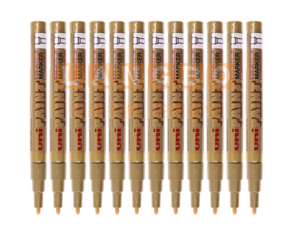 三菱(Uni)PX-21 小字油漆笔 0.8-1.2mm工业记号笔物流笔(可用于汽车补漆)金色12支装   WLSZ05241253392022