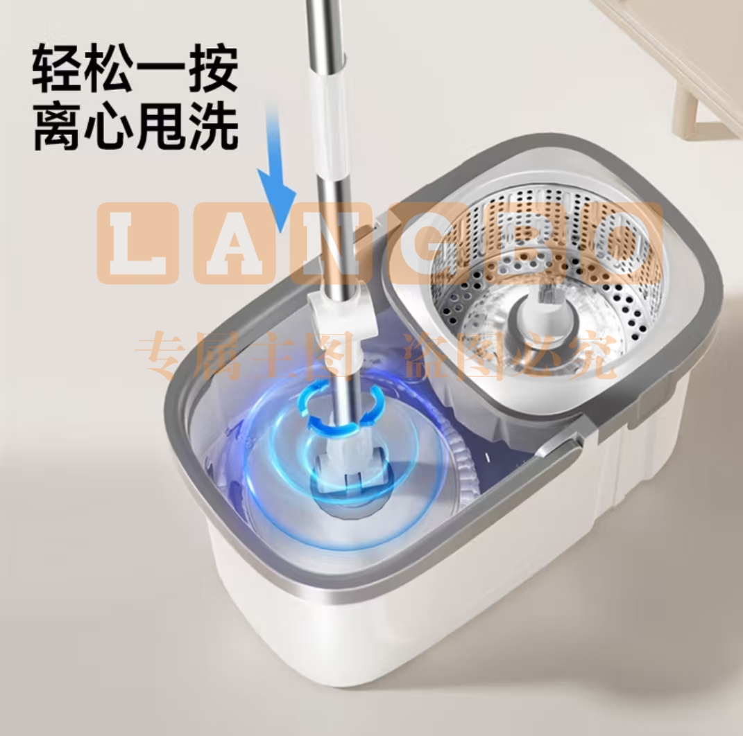 五月花 旋转拖把 免手洗拖地 省力甩干吸水棉头