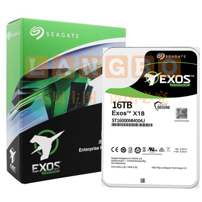 希捷（SEAGATE）企业级硬盘16TB 256MB 7200RPM CMR垂直 SAS 希捷银河Exos X18系列 氦气 服务器硬盘ST16000NM004J