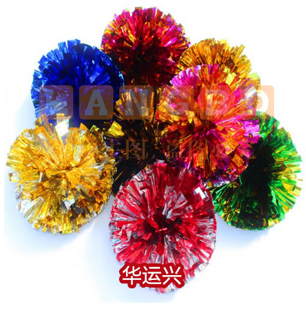 啦啦操花球拉拉队手花手摇花舞蹈表演出手拿花运动会道具手持彩球 手柄款 大红