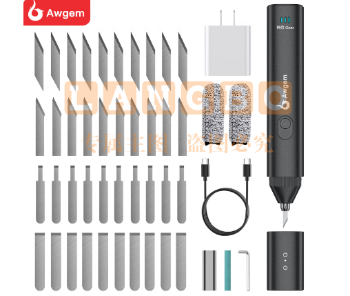 AWGEM手持超声波切割刀大功率工业塑料亚克力橡胶DIY高频震动切割工具 【KE1 切割打磨二合一】+40刀片+打磨头*1+40W充电器
