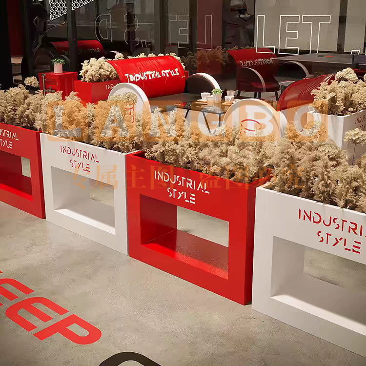 花箱户外铁艺花箱组合外摆围栏隔断花架花槽街道广场商业街花坛长方形